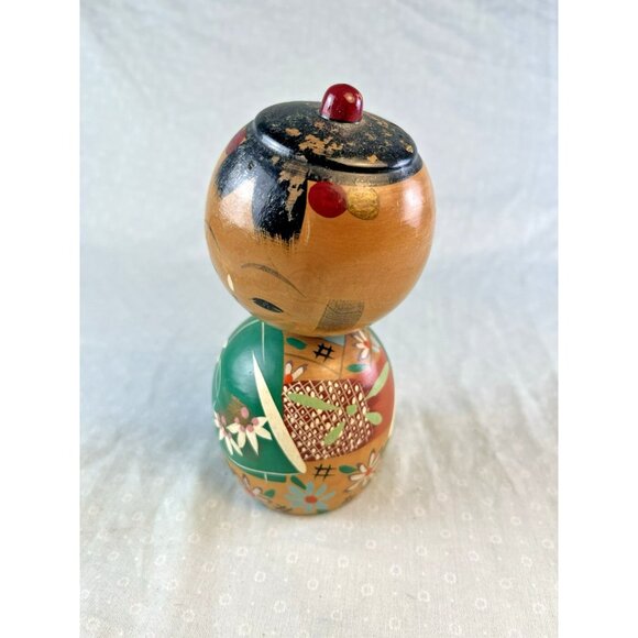 Vtg Japanese Wooden Bobble Head Nodder Kokeshi doll 5.5” T - Rare - unsigned - Picture 2 of 7